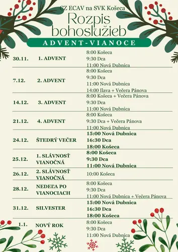Advent - Vianoce - Nový rok 2026